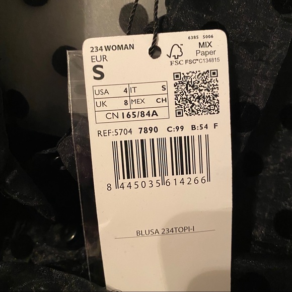 NWT sheer back black polka dot blouse - Picture 6 of 7